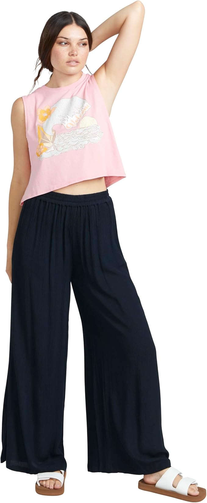 Volcom Women's Stoneshine Junki Wide Leg Beach Pant Black 1