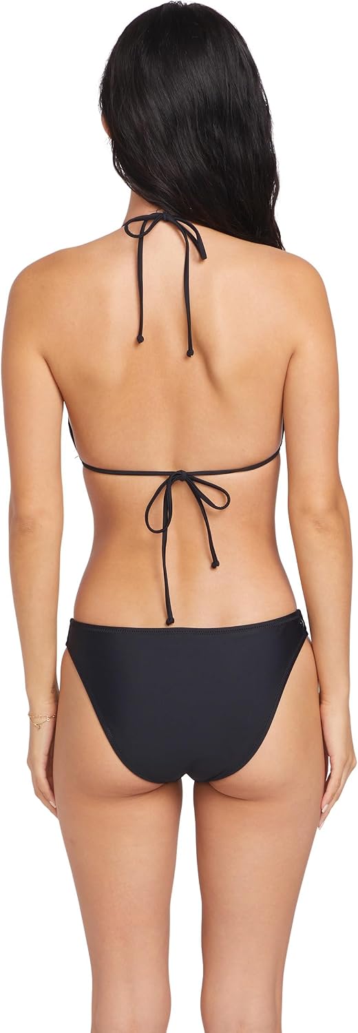 Volcom Women's Tri Bikini Top – Sustainable Slide-tri Swim Top with Adjustable Halter and Removable Cups Black Slide
