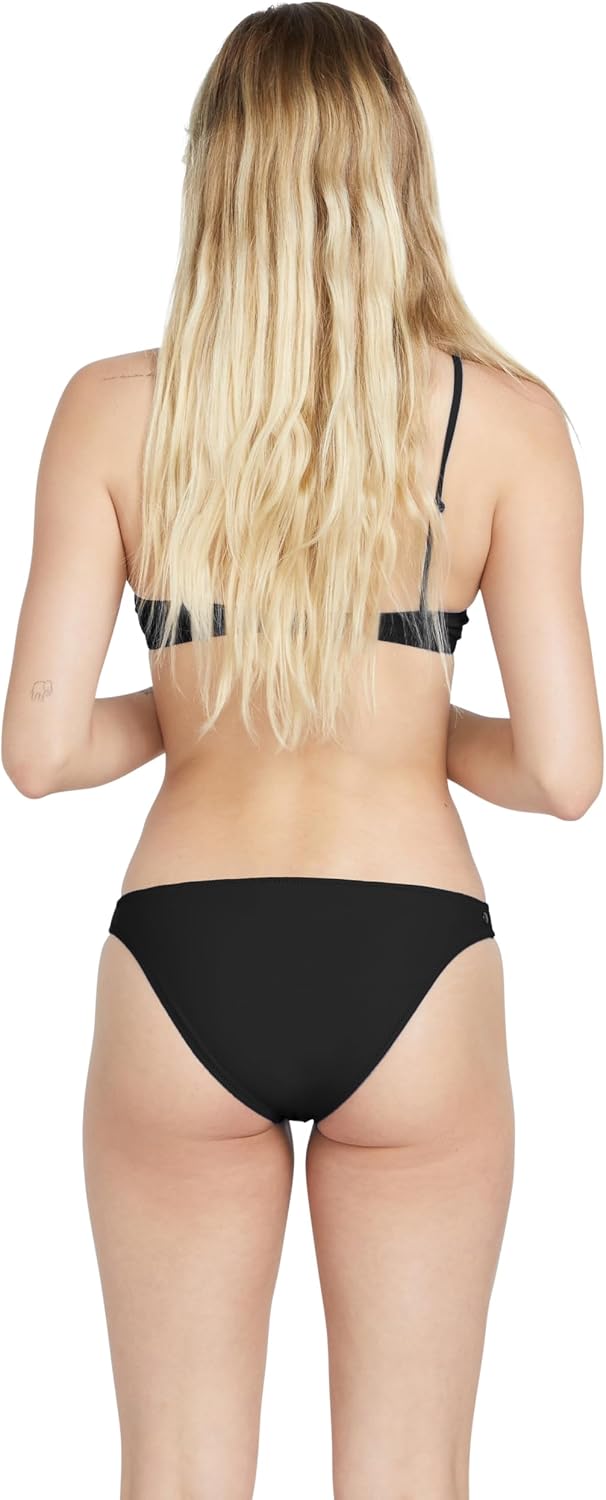 Volcom Women's Full Bikini Bottom – Low-Rise Swim Bottom with Full Coverage, Made from Recycled Fabric New Black Black