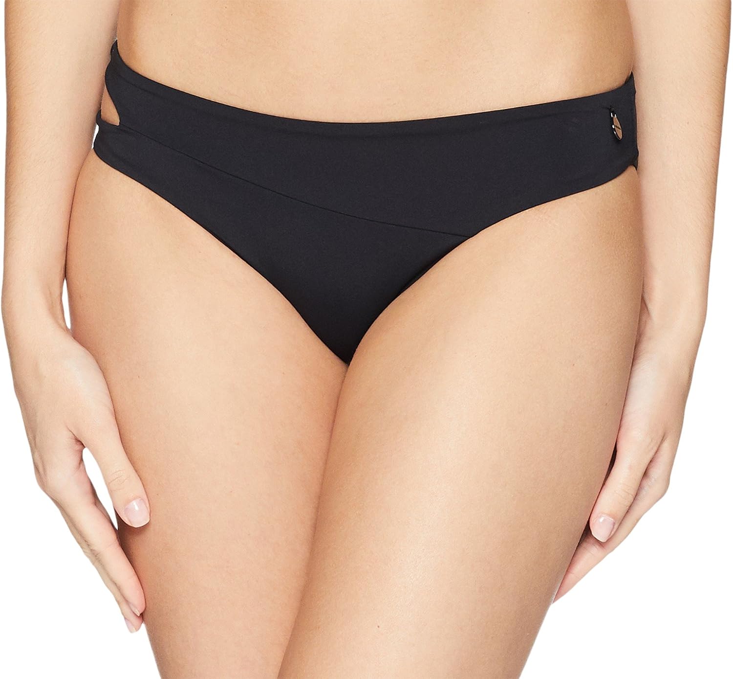 Volcom Women's Full Bikini Bottom – Low-Rise Swim Bottom with Full Coverage, Made from Recycled Fabric Black White