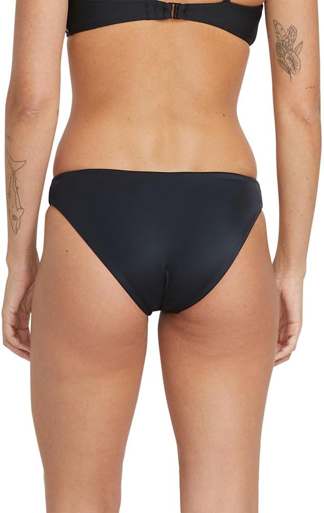 Volcom Women's Full Bikini Bottom – Low-Rise Swim Bottom with Full Coverage, Made from Recycled Fabric Black-onyx