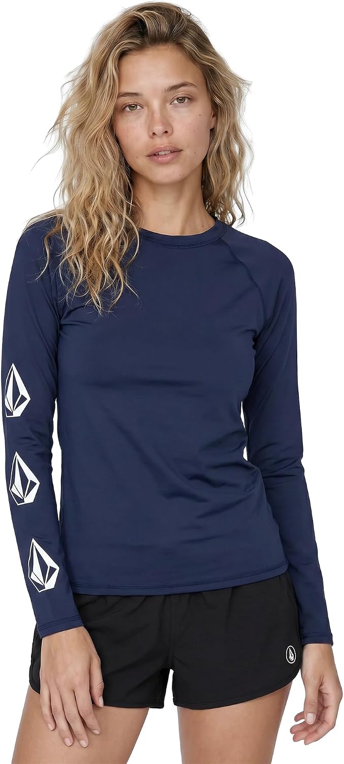 Volcom Women's Simply Core Long Sleeve Rashguard Upf 50+ Navy