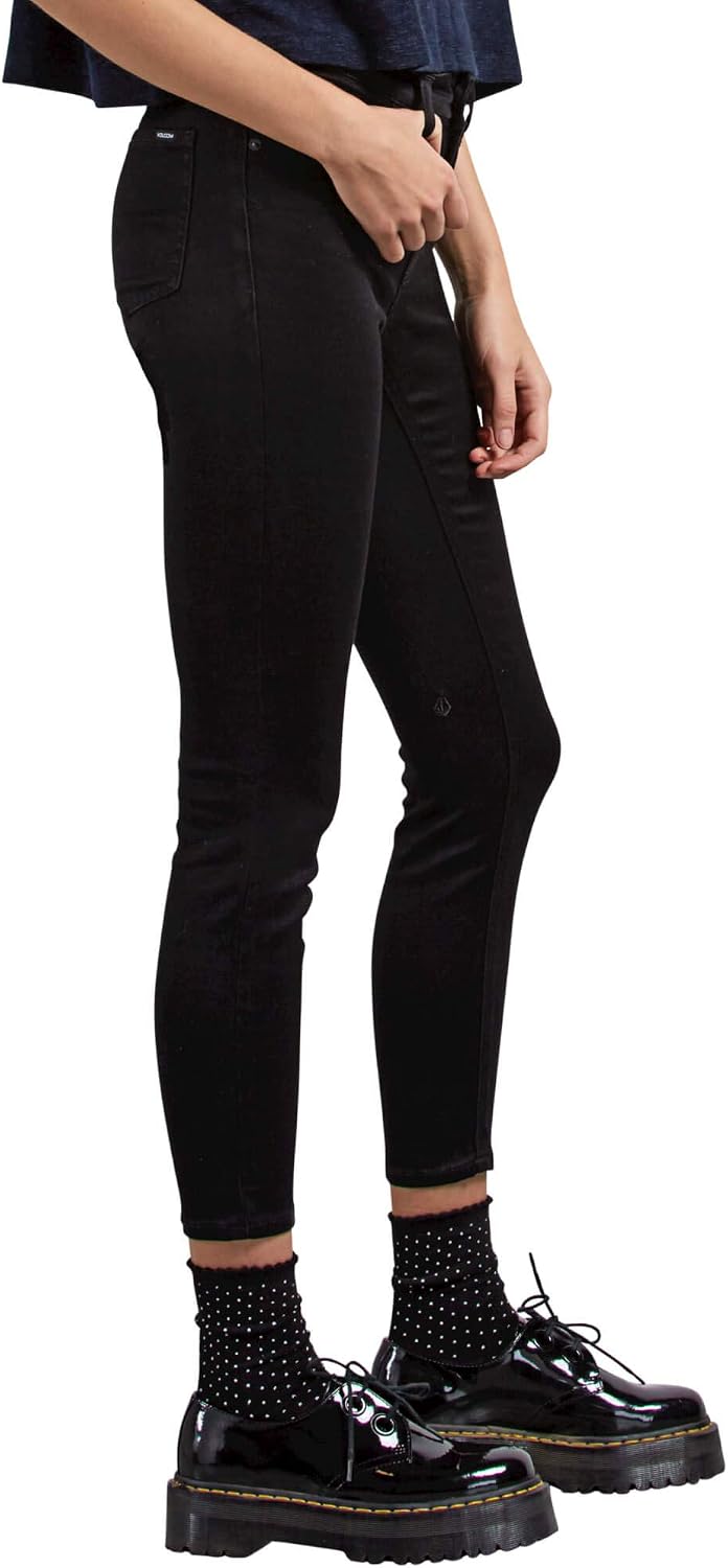 Volcom Women's Liberator Legging Fit Denim Jean Pants (Regular & Plus Size) Black Out