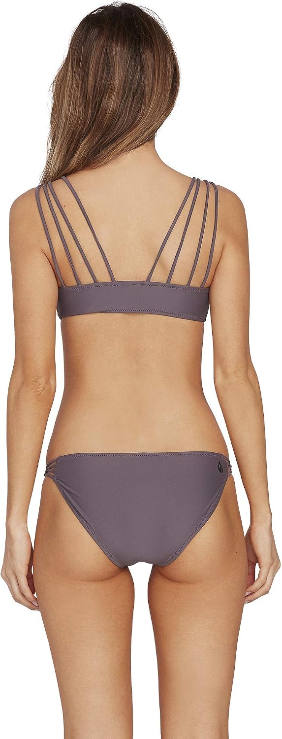 Volcom Women's Full Bikini Bottom – Low-Rise Swim Bottom with Full Coverage, Made from Recycled Fabric Steel-purple