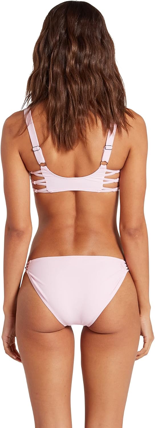 Volcom Women's Full Bikini Bottom – Low-Rise Swim Bottom with Full Coverage, Made from Recycled Fabric Blush Pink