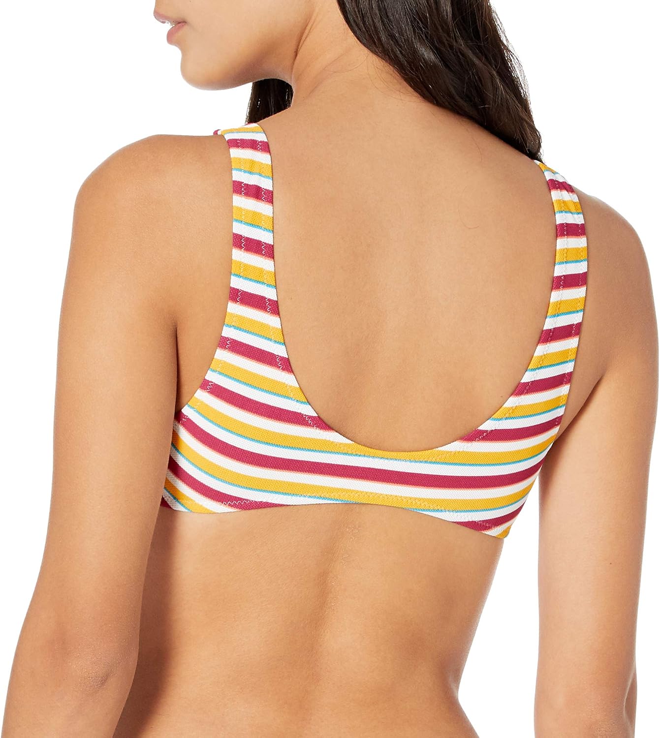 Volcom Women's Simply Seemless V Neck Swimsuit Bikini Top Multi Stripe