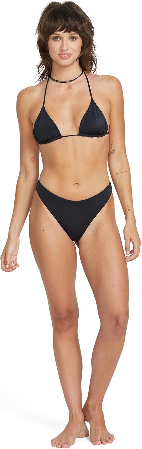 Volcom Women's Tri Bikini Top – Sustainable Slide-tri Swim Top with Adjustable Halter and Removable Cups Ink
