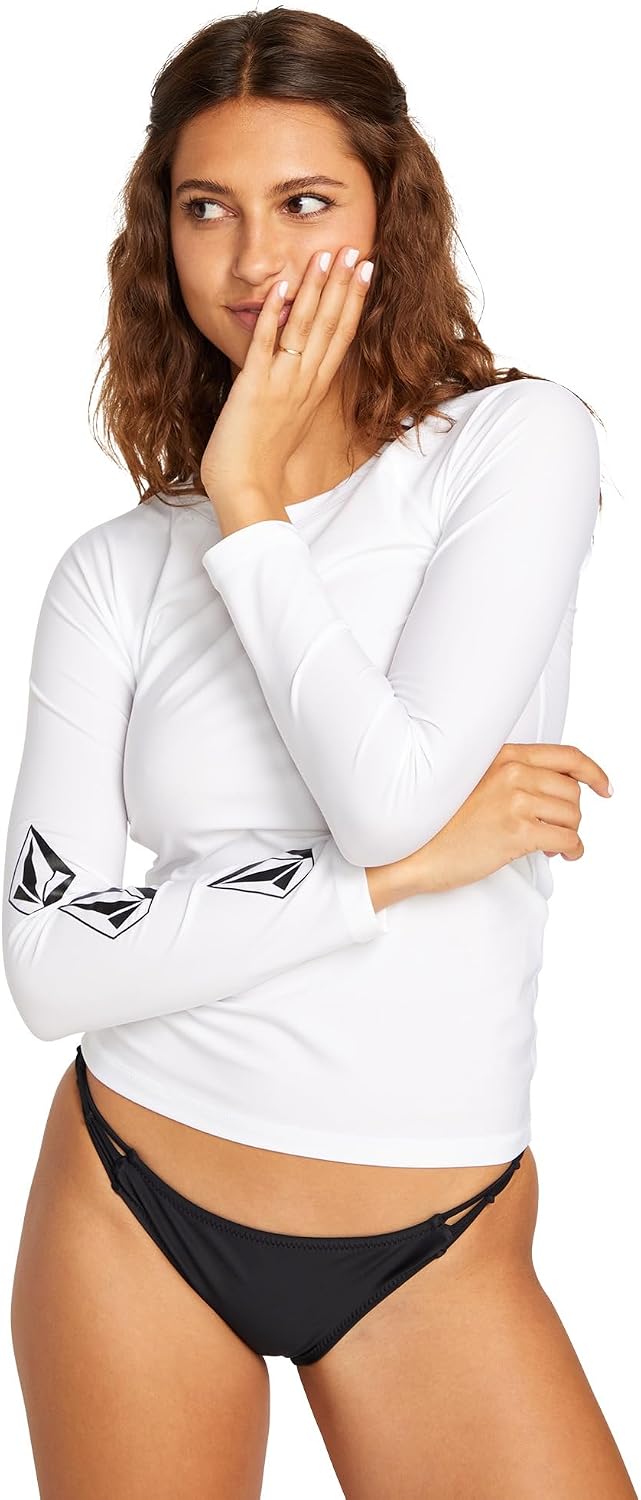Volcom Women's Simply Core Long Sleeve Rashguard Upf 50+ Cloud