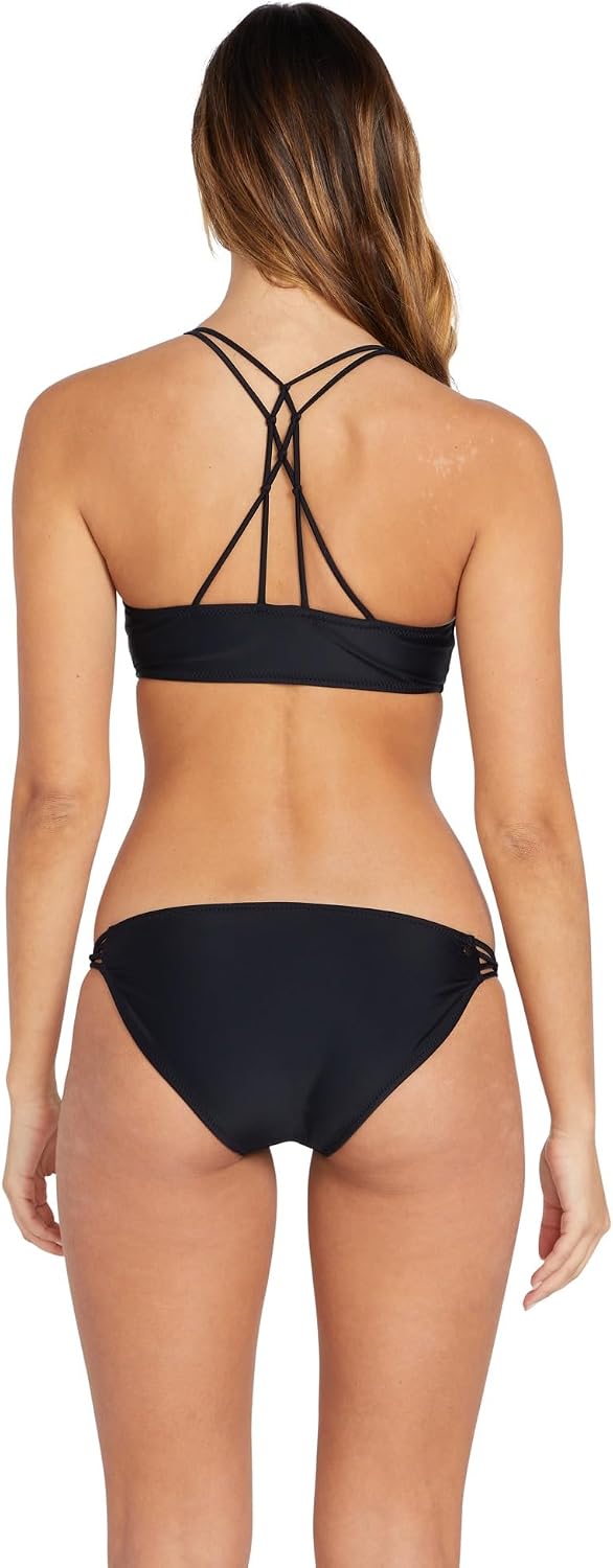Volcom Women's Full Bikini Bottom – Low-Rise Swim Bottom with Full Coverage, Made from Recycled Fabric Black Black
