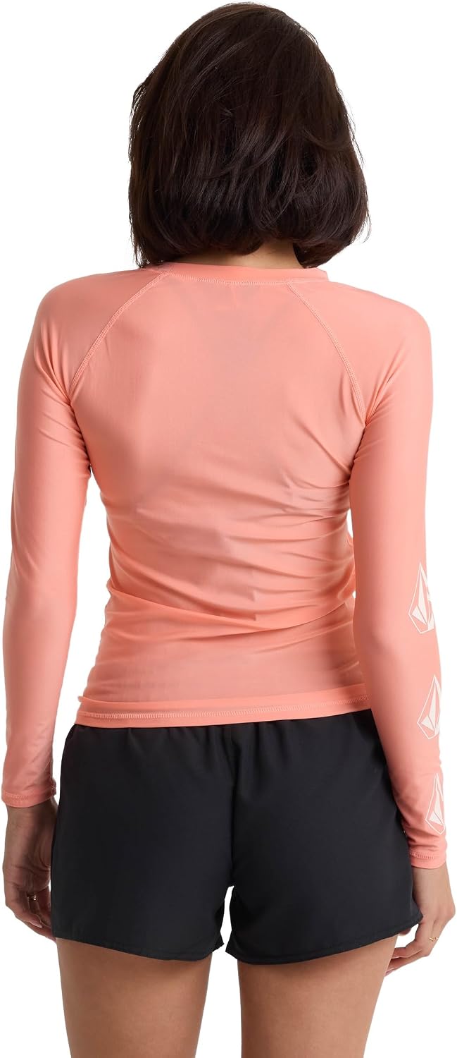 Volcom Women's Simply Core Long Sleeve Rashguard Upf 50+ Reef Pink Tide