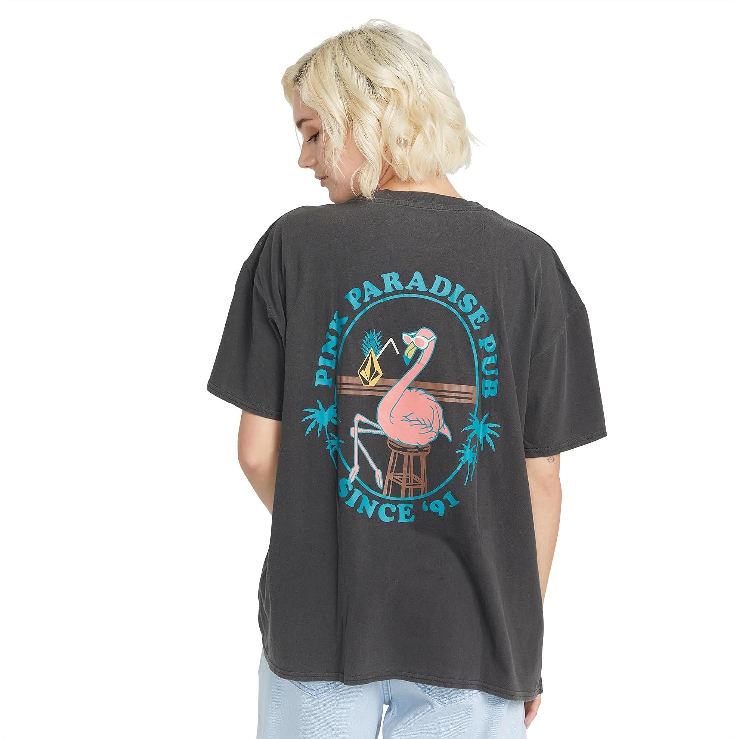 Volcom Women's Stones Throw Short Sleeve Boyfriend Tee – Organic Cotton Jersey T-Shirt Black