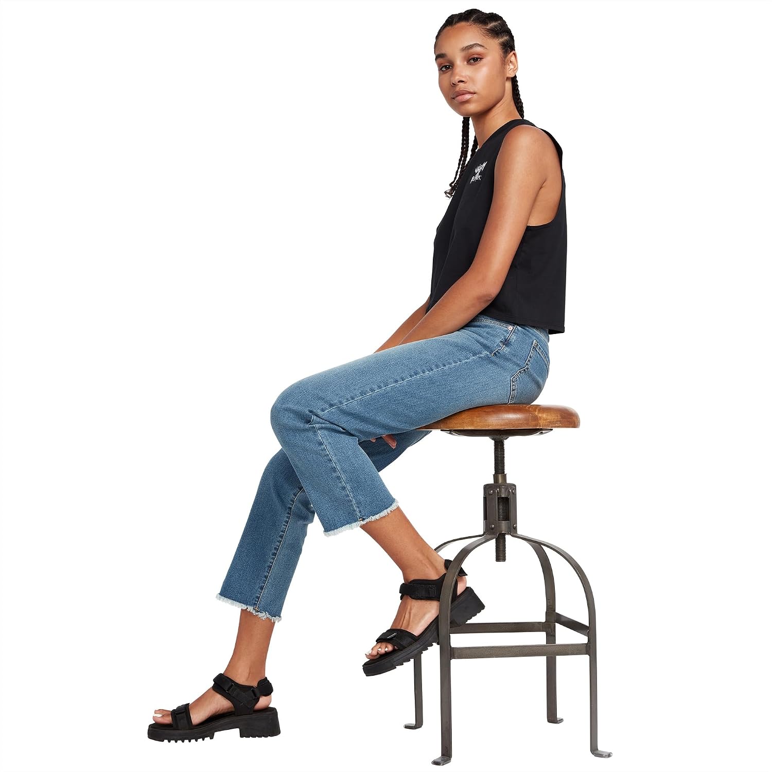 Volcom Women's Stone Step High Rise Denim Jean Pant Jasper Blue