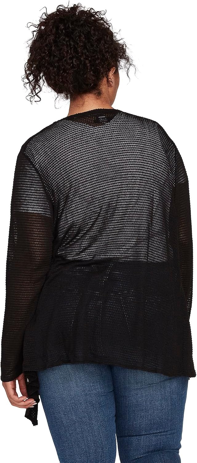 Volcom Women's Go Go Wrap Open Front Cardigan Sweater (Regular & Plus Size) Black
