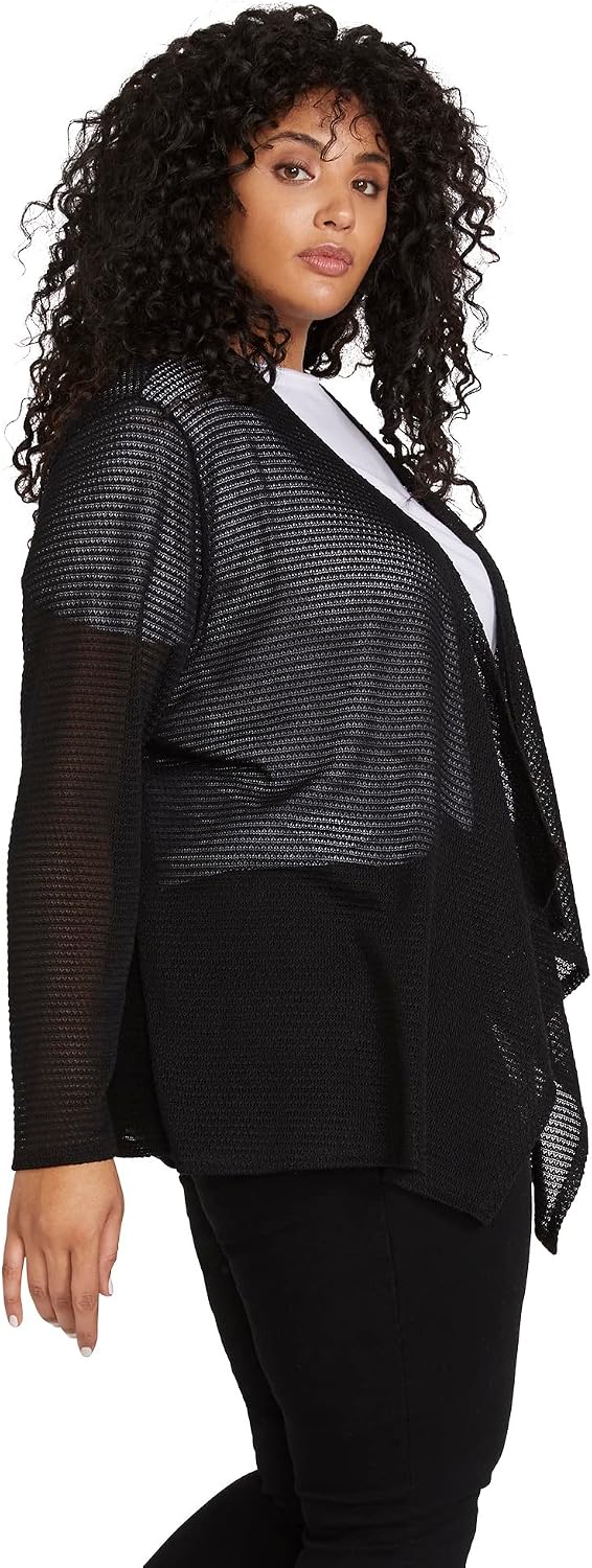 Volcom Women's Go Go Wrap Open Front Cardigan Sweater (Regular & Plus Size) Black