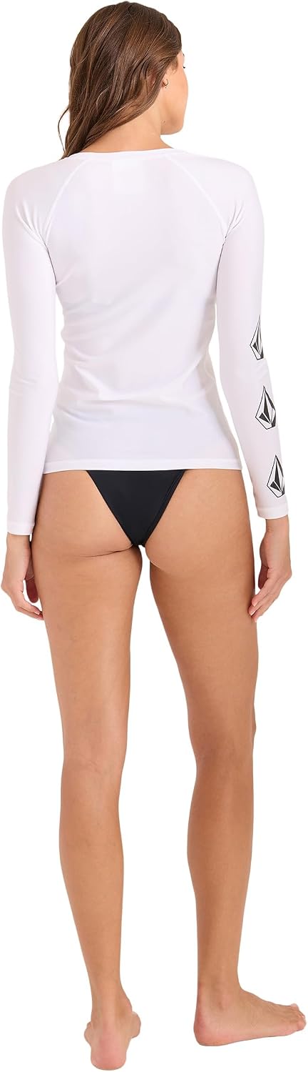 Volcom Women's Simply Core Long Sleeve Rashguard Upf 50+ White Wash