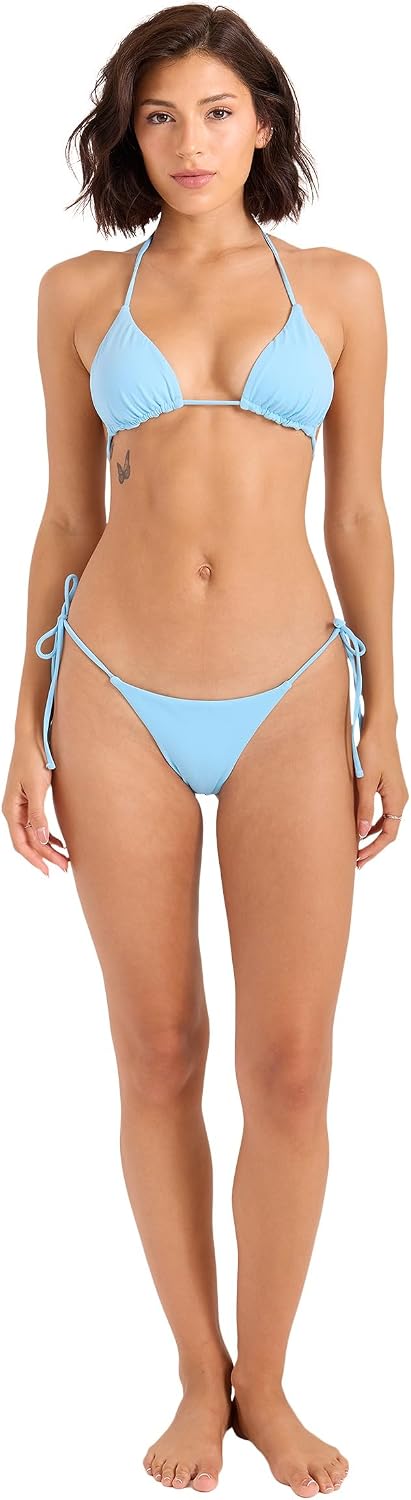 Volcom Women's Tri Bikini Top – Sustainable Slide-tri Swim Top with Adjustable Halter and Removable Cups Cloud Blue