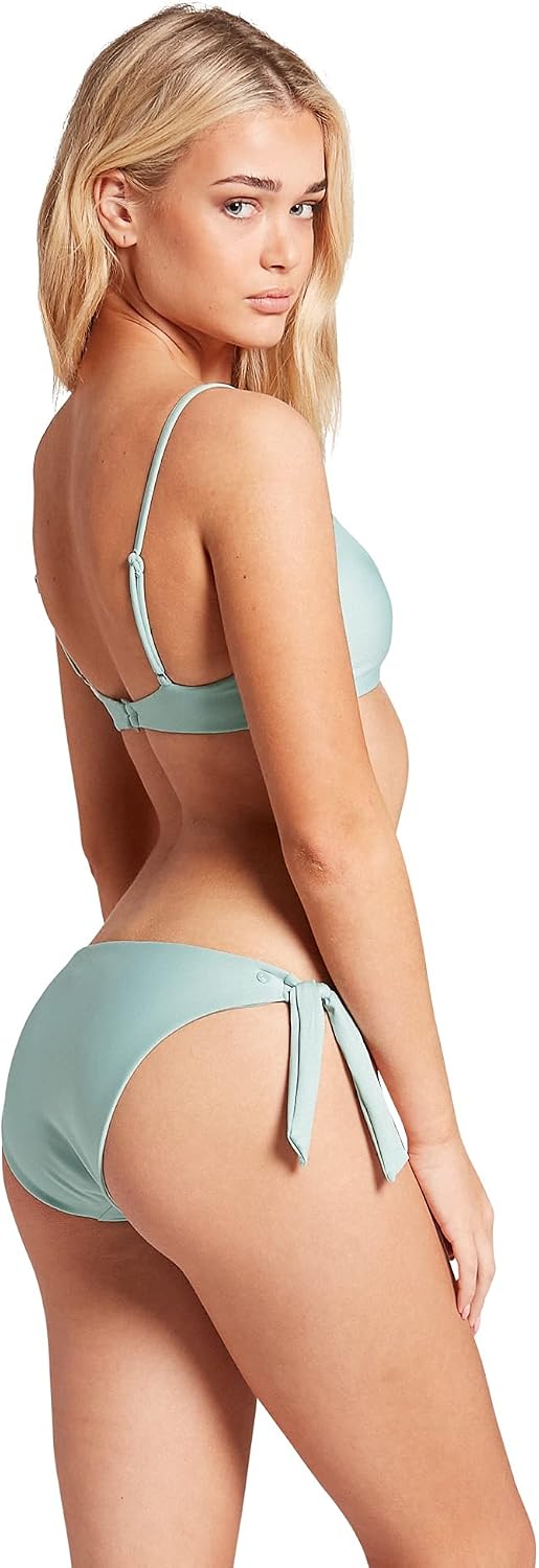 Volcom Women's Full Bikini Bottom – Low-Rise Swim Bottom with Full Coverage, Made from Recycled Fabric Blue Fog