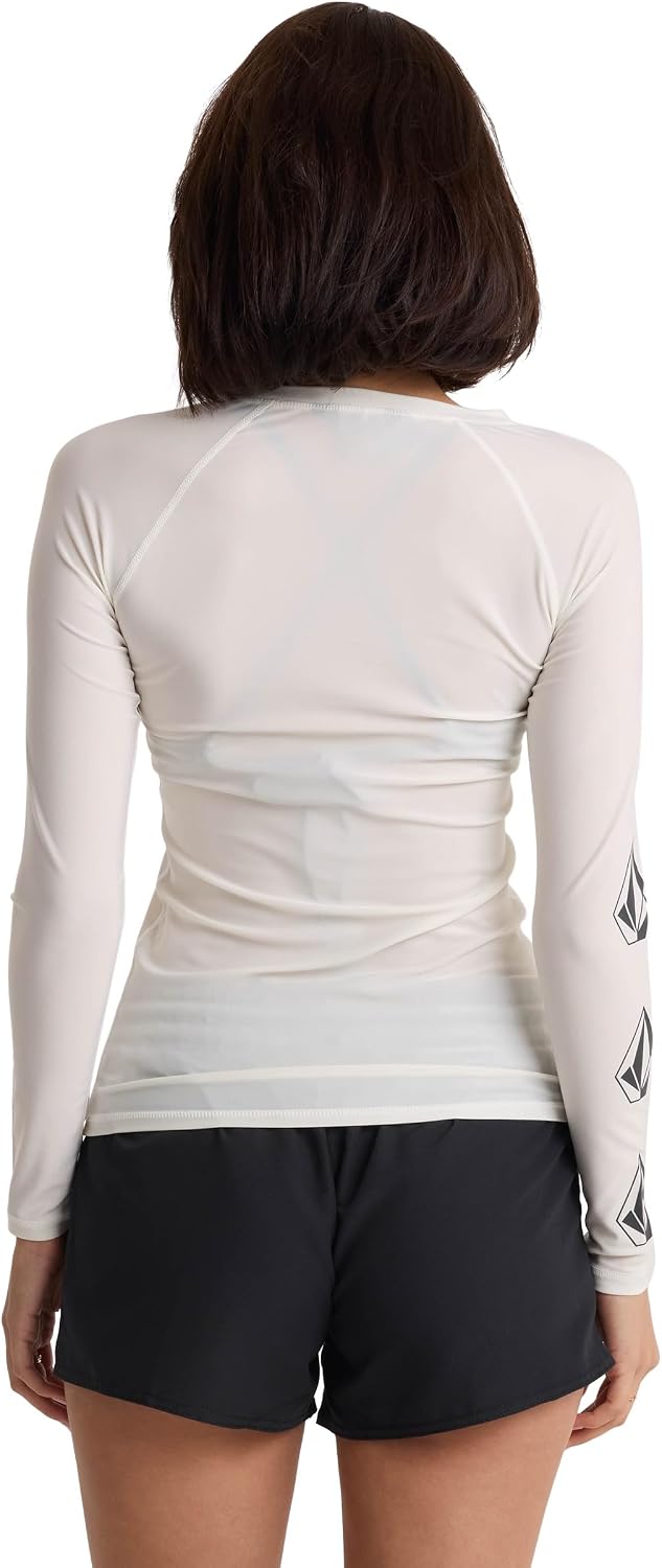 Volcom Women's Simply Core Long Sleeve Rashguard Upf 50+ Star White Tide