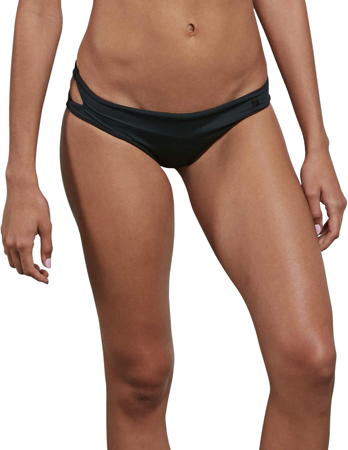 Volcom Women's Full Bikini Bottom – Low-Rise Swim Bottom with Full Coverage, Made from Recycled Fabric Black White