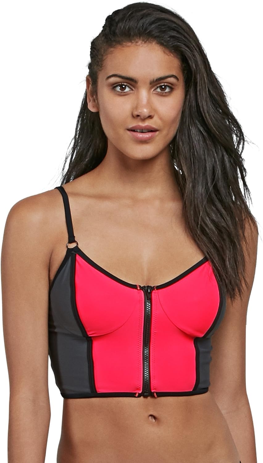 Volcom Women's Women's Simply Solid Scoop Neck Bikini Top Neck Bikini Top Electric Coral