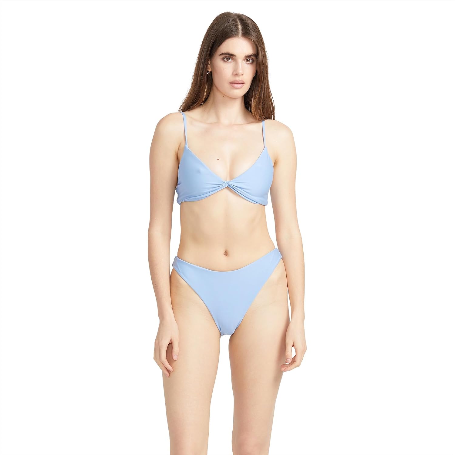 Volcom Women's Simply Seemless V Neck Swimsuit Bikini Top Coastal Blue