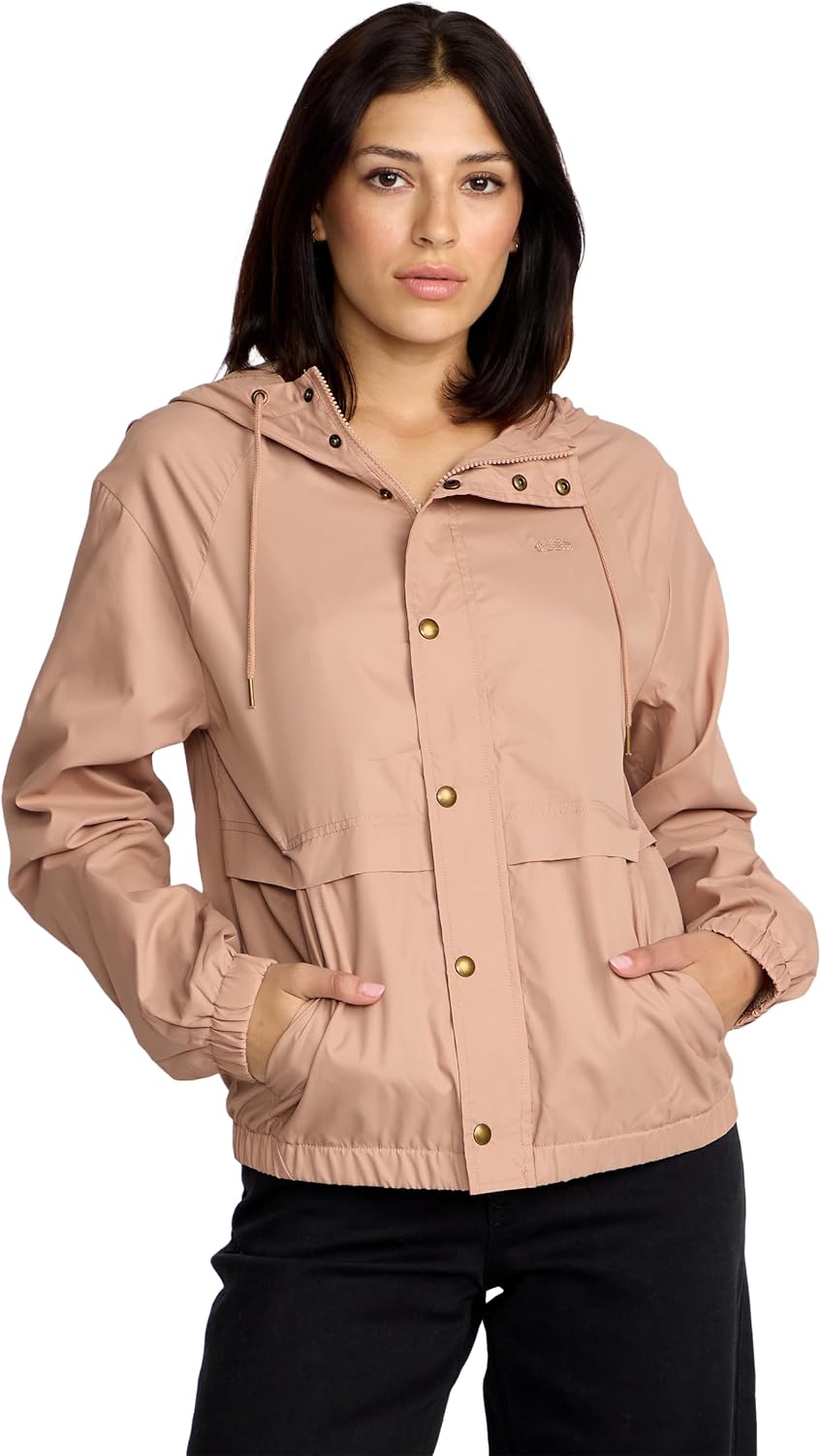 Volcom Women's Wind Stoned Lightweight Quarter Zip Windbreaker Jacket Wet Sand