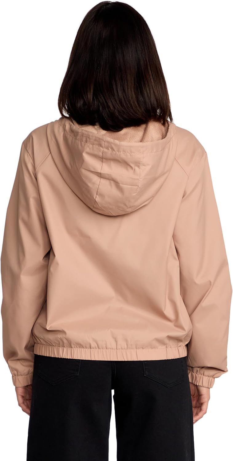 Volcom Women's Wind Stoned Lightweight Quarter Zip Windbreaker Jacket Wet Sand