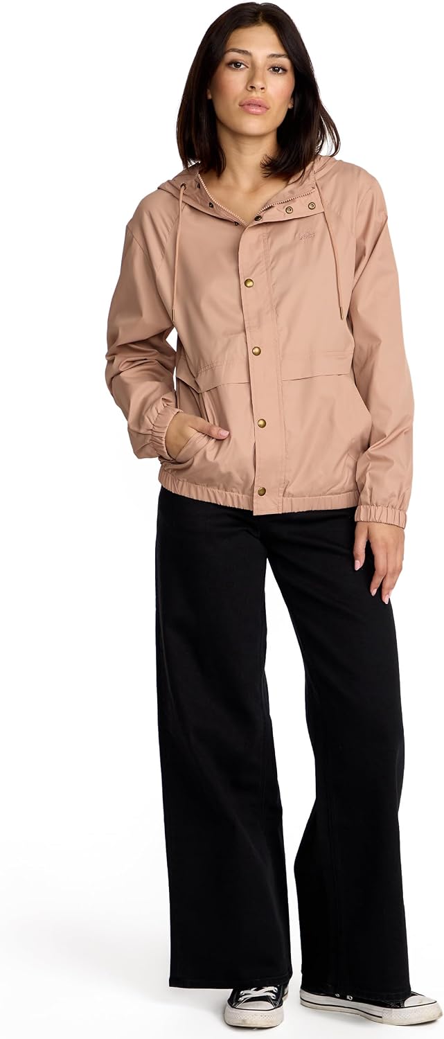 Volcom Women's Wind Stoned Lightweight Quarter Zip Windbreaker Jacket Wet Sand