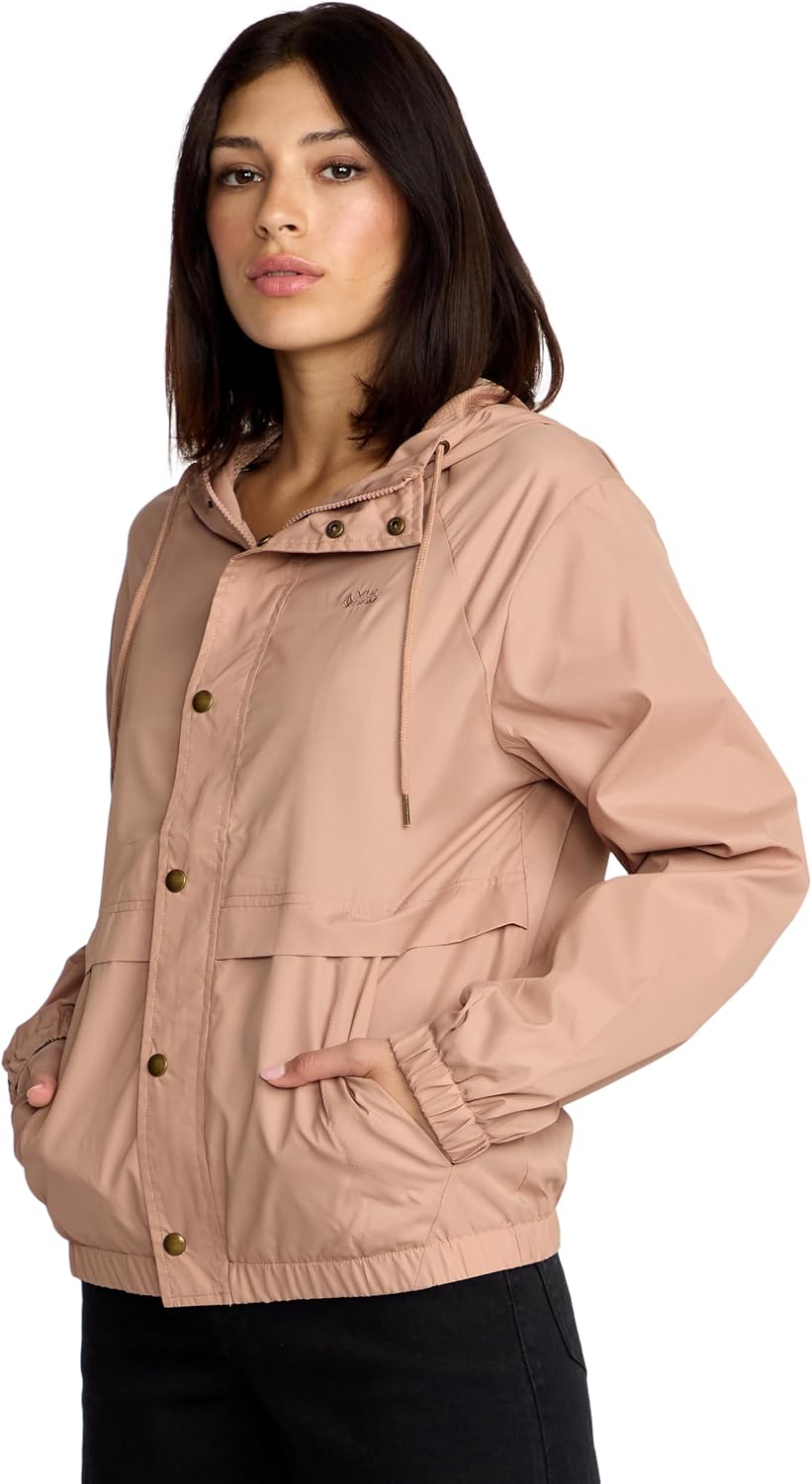 Volcom Women's Wind Stoned Lightweight Quarter Zip Windbreaker Jacket Wet Sand