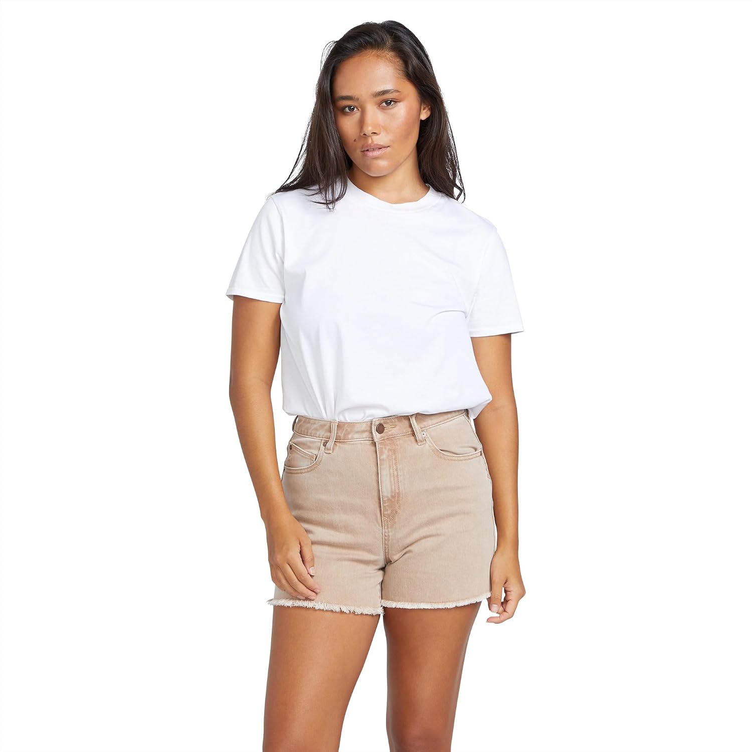 Volcom Women's Stone Step High Rise Denim Short Mocha