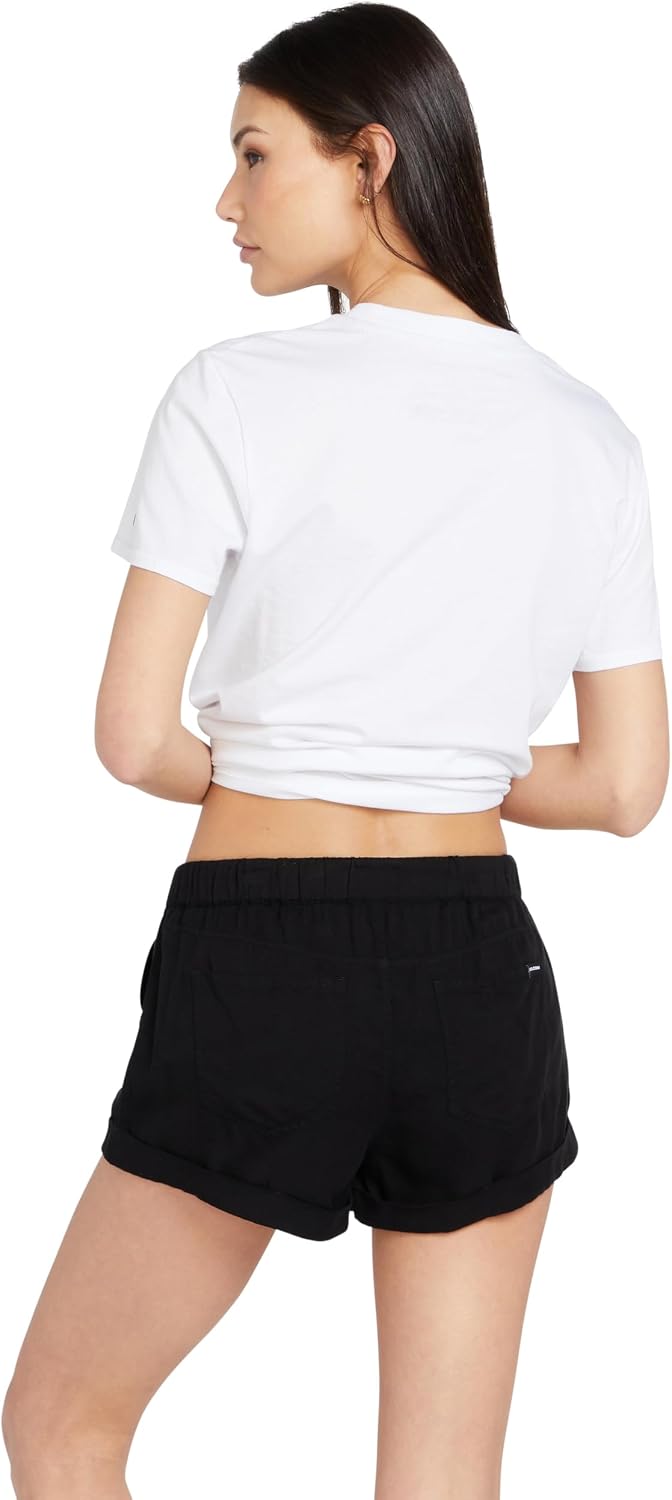 Volcom Women's Sunday Strut Elastic Waist Short Black Out 323