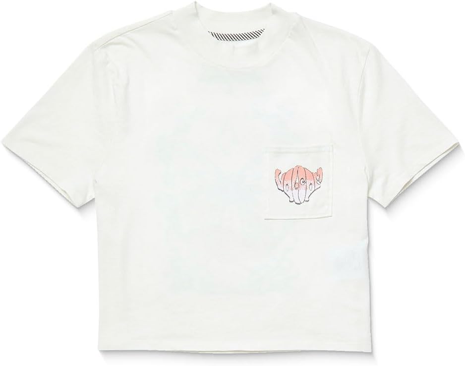 Volcom Women's Short Sleeve Pocket Dial Tee – Crew Neck T-Shirt with Chest Pocket and Screen Print Bone White