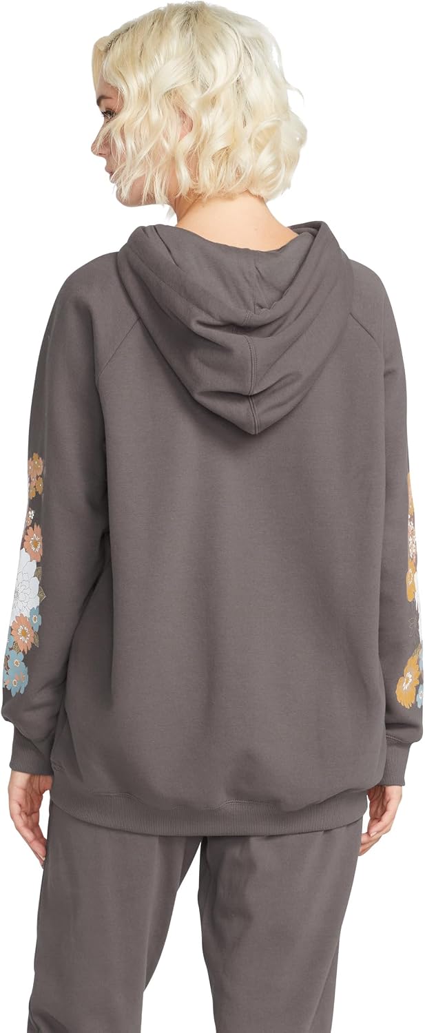 Volcom Women's Truly Stoked Ovesized Bf Hooded Fleece Sweatshirt Slate Grey