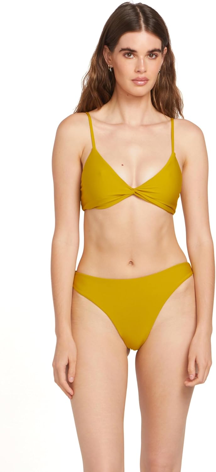 Volcom Women's Skimpy Bikini Bottoms – Quick-Dry Bikini Swim Bottoms Moss