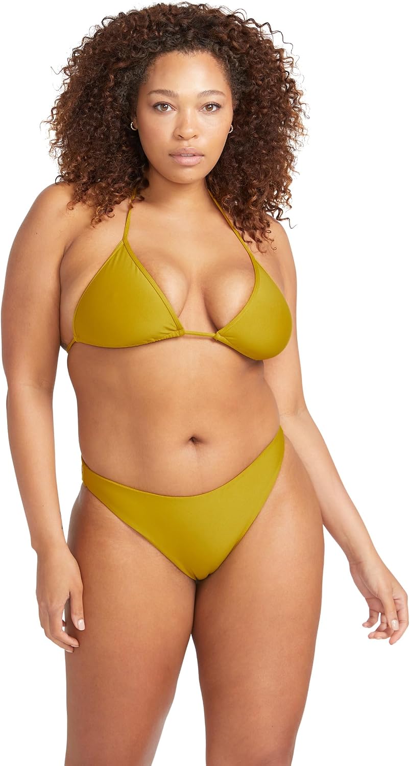 Volcom Women's Skimpy Bikini Bottoms – Quick-Dry Bikini Swim Bottoms Moss