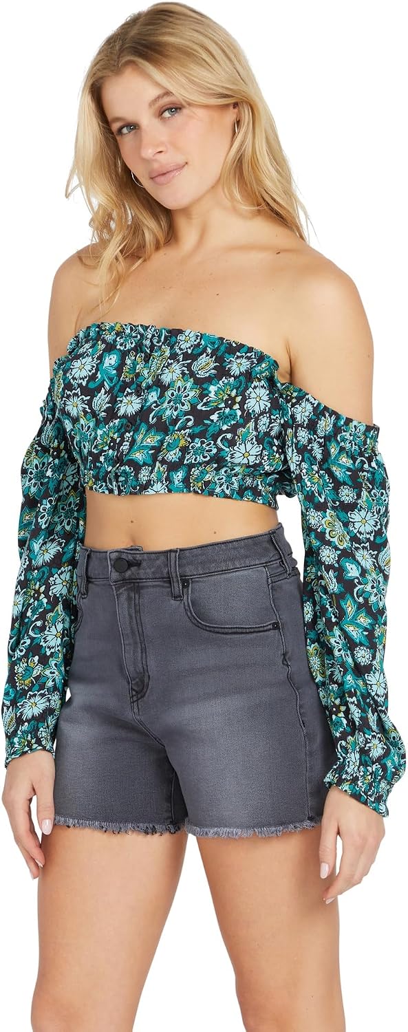 Volcom Women's Stone Step High Rise Denim Short Vintage Black