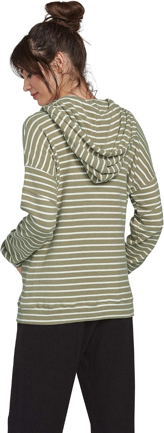 Volcom Women's Lil Zip Up Hooded Fleece Sweatshirt Dusty Green