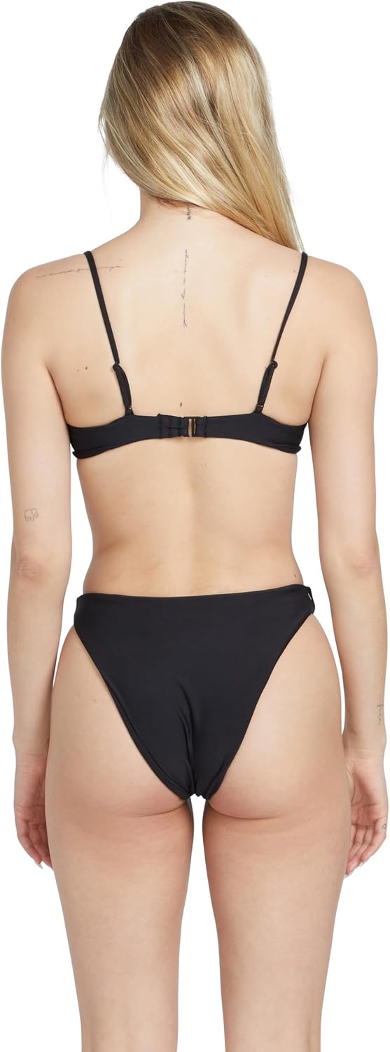 Volcom Women's Simply Seamless Skimpy Swimsuit Bikini Bottom Black-f