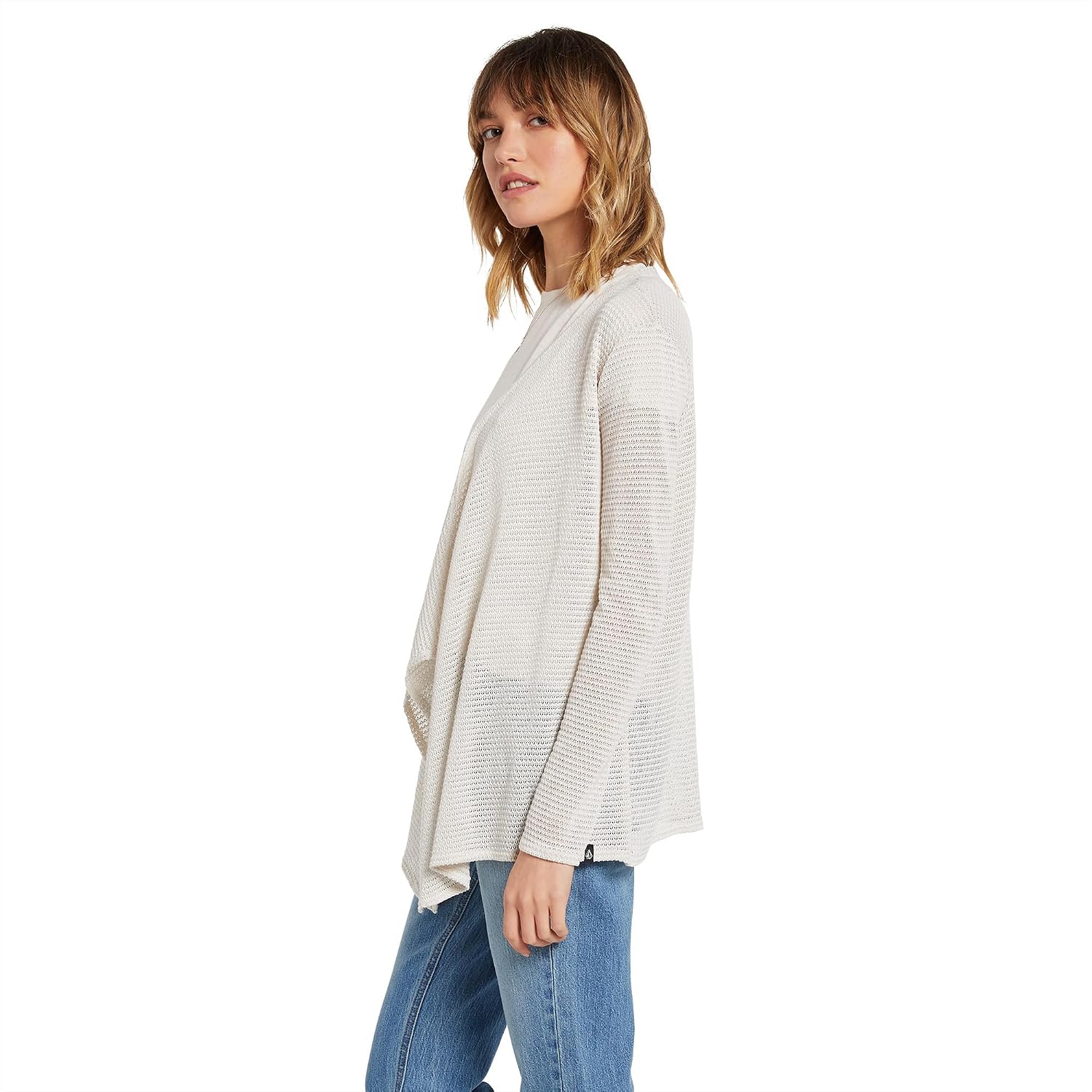 Volcom Women's Go Go Wrap Open Front Cardigan Sweater (Regular & Plus Size) Oatmeal 2