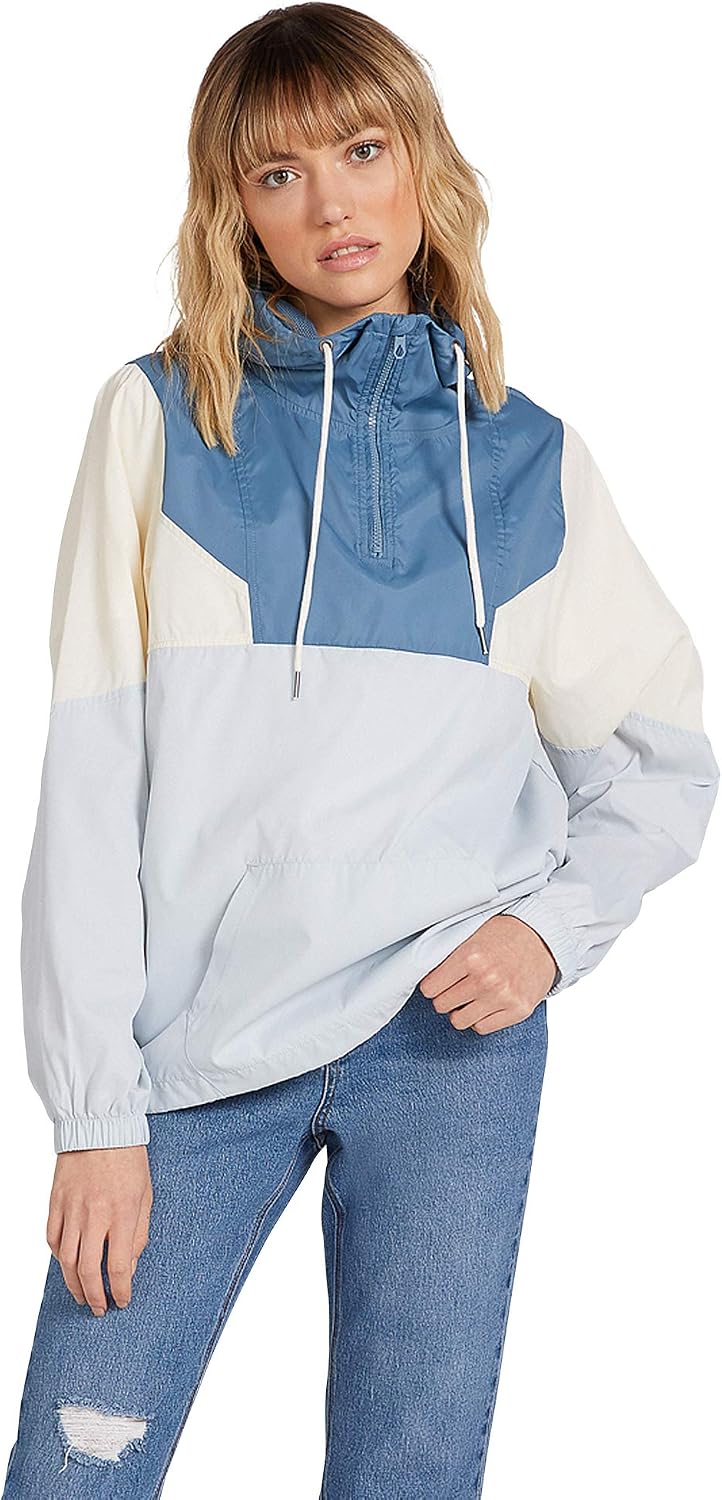 Volcom Women's Wind Stoned Lightweight Quarter Zip Windbreaker Jacket Pale Blue