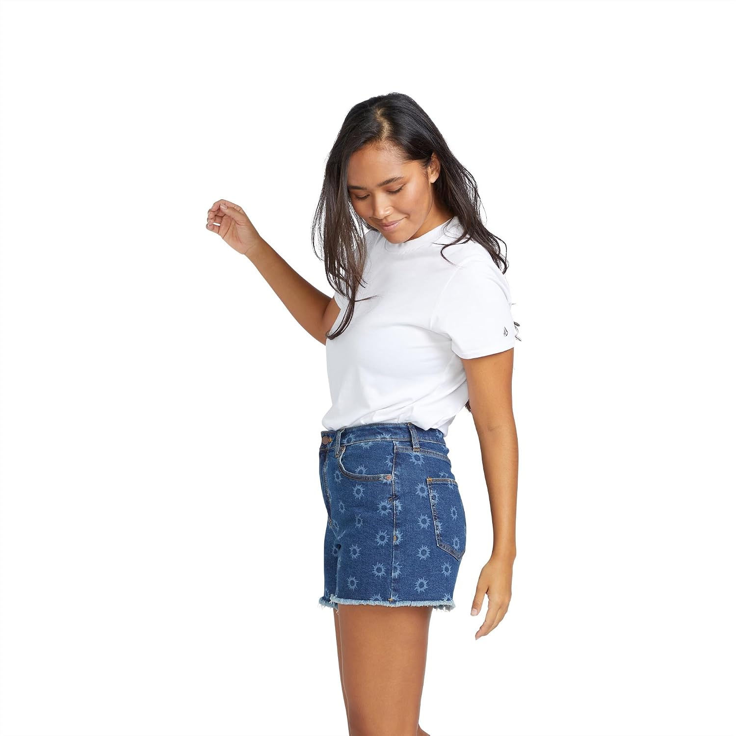 Volcom Women's Stone Step High Rise Denim Short Ltwt Vintage