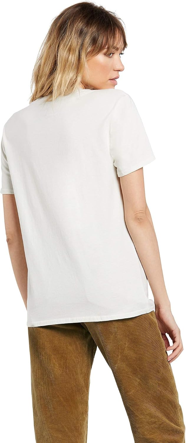 Volcom Women's Lock It Up Short Sleeve Tee – Crew Neck T-Shirt with Striped Neck Taping Mist