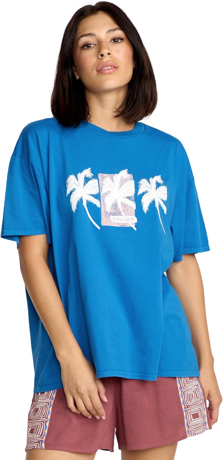 Volcom Women's Stones Throw Short Sleeve Boyfriend Tee – Organic Cotton Jersey T-Shirt Royal