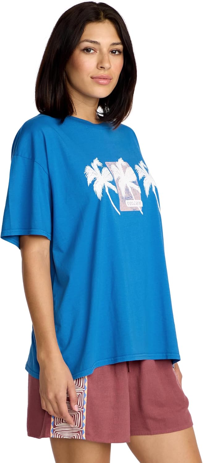 Volcom Women's Stones Throw Short Sleeve Boyfriend Tee – Organic Cotton Jersey T-Shirt Royal