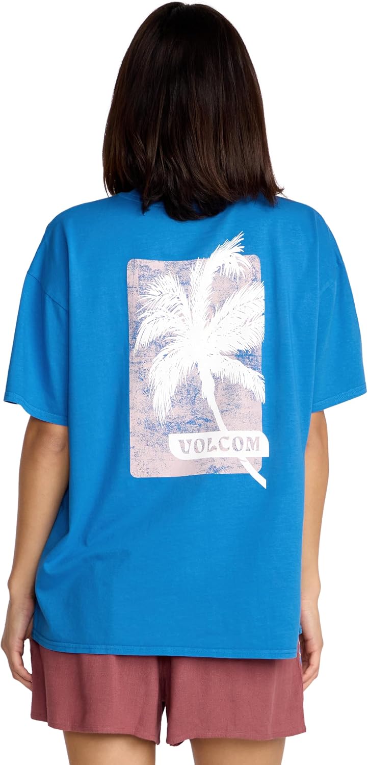 Volcom Women's Stones Throw Short Sleeve Boyfriend Tee – Organic Cotton Jersey T-Shirt Royal