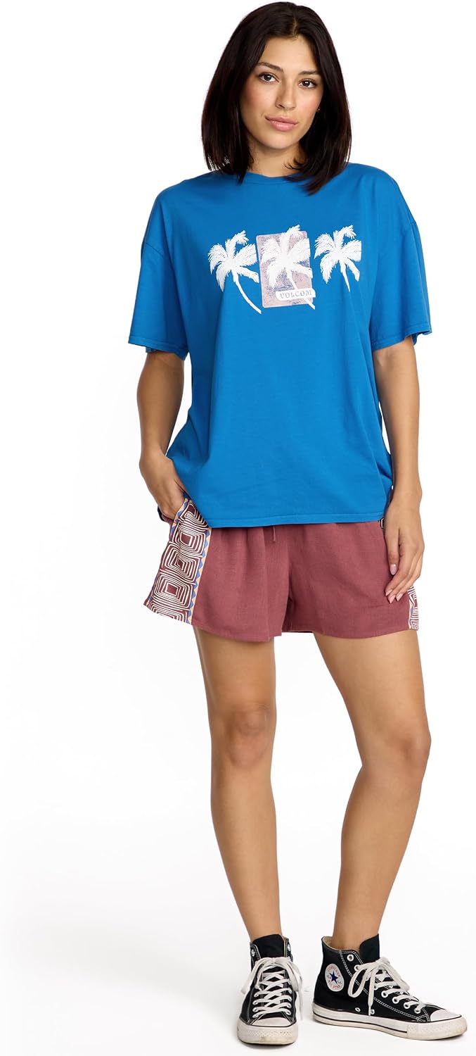 Volcom Women's Stones Throw Short Sleeve Boyfriend Tee – Organic Cotton Jersey T-Shirt Royal