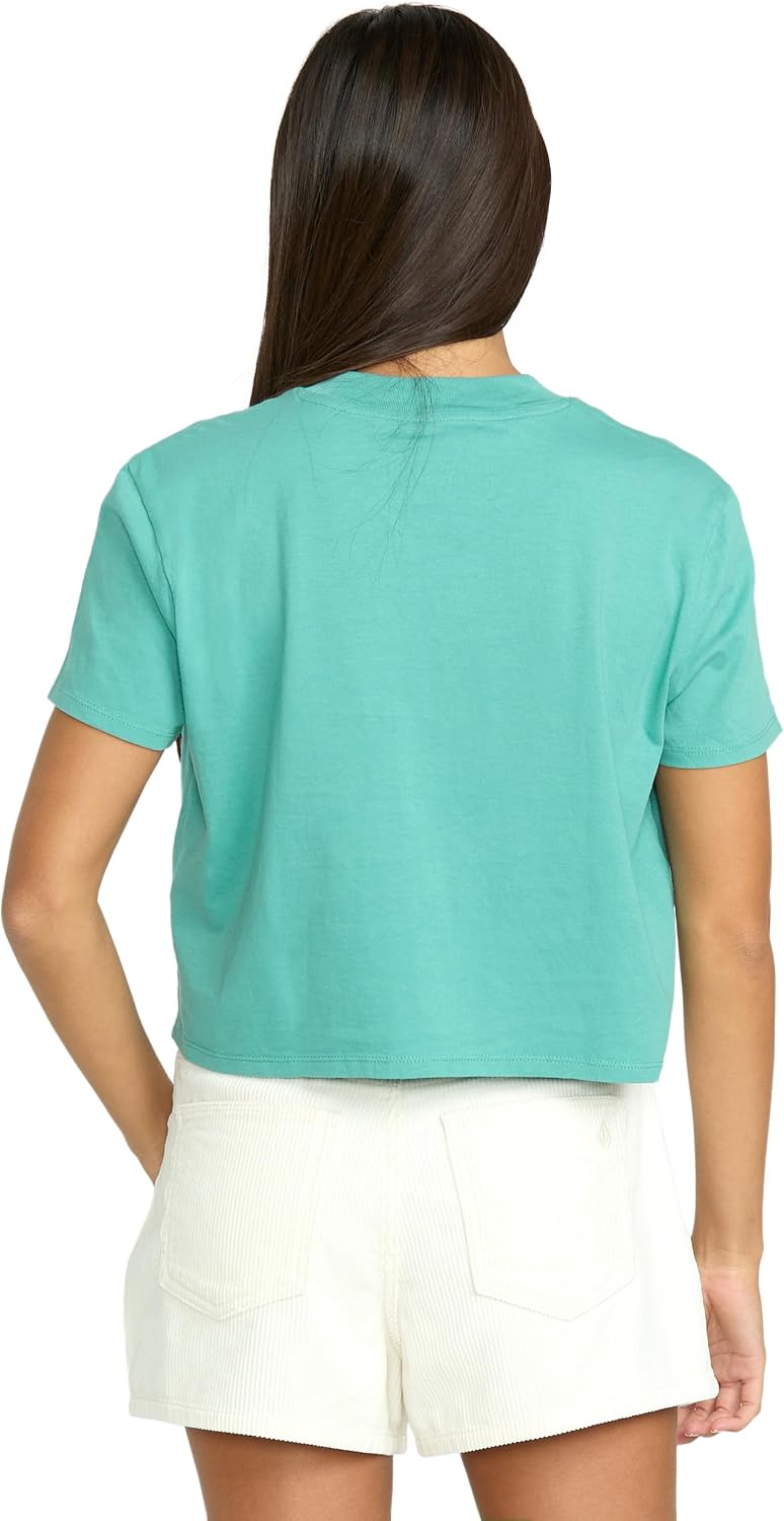 Volcom Women's Short Sleeve Pocket Dial Tee – Crew Neck T-Shirt with Chest Pocket and Screen Print Stormy Blue