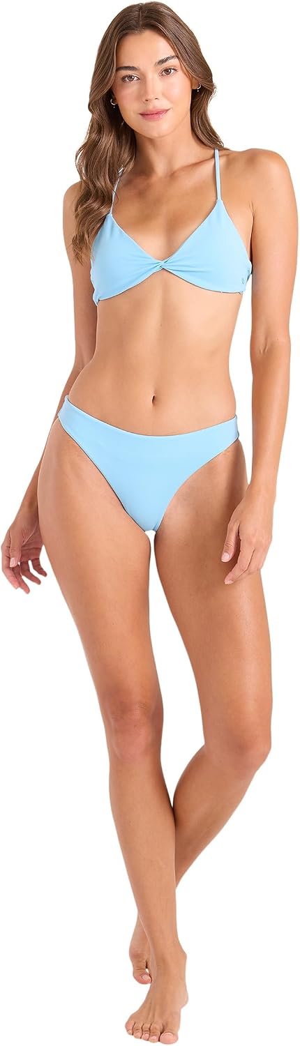 Volcom Women's Full Bikini Bottom – Low-Rise Swim Bottom with Full Coverage, Made from Recycled Fabric Cloud Blue