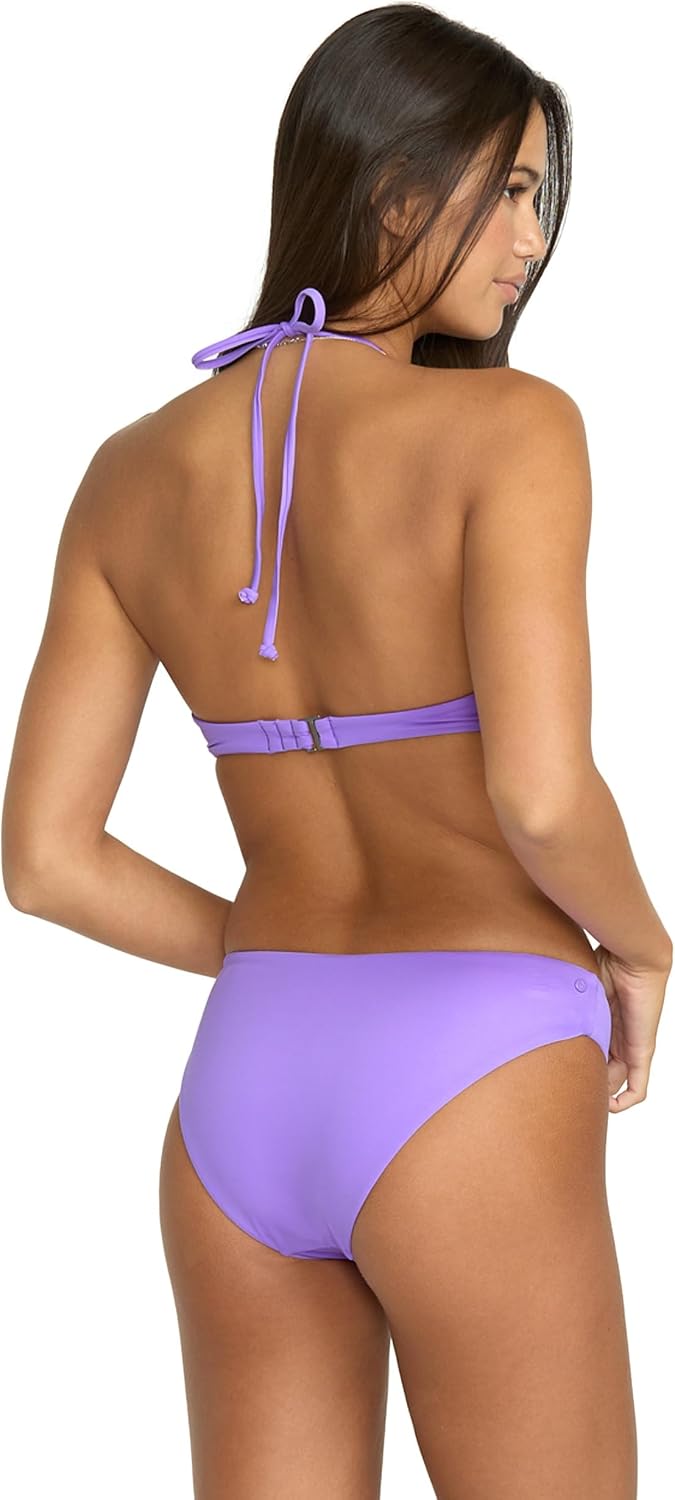 Volcom Women's Full Bikini Bottom – Low-Rise Swim Bottom with Full Coverage, Made from Recycled Fabric Purple Passion