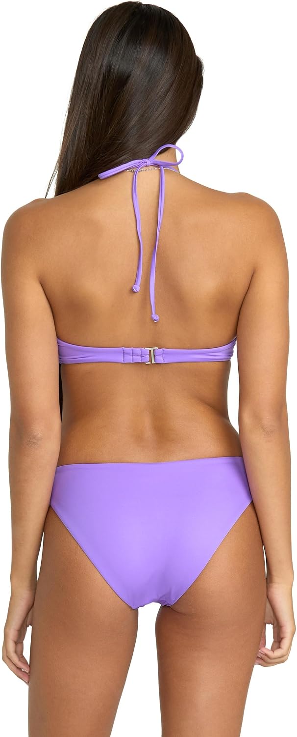 Volcom Women's Full Bikini Bottom – Low-Rise Swim Bottom with Full Coverage, Made from Recycled Fabric Purple Passion